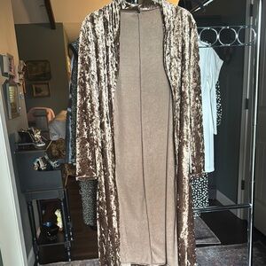 Velvet Longline Duster in Brown